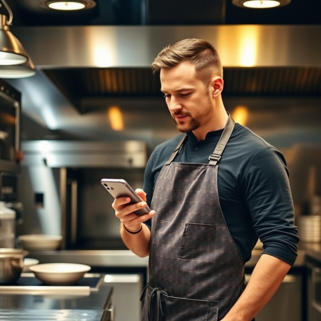 Gerente de restaurante abrindo um chamado no app